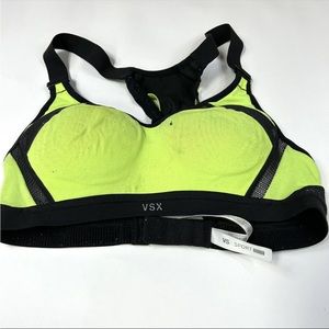 VSX Victorias Secret 32B Sports Bra Incredible Yellow Black Padded #1741